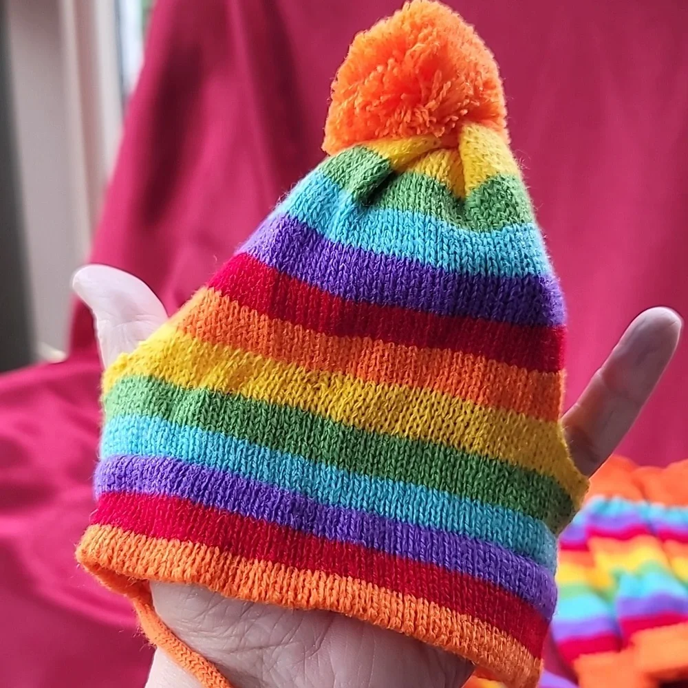 NWT Hat scarf legwarmer set for small dogs rainbow costume cats too